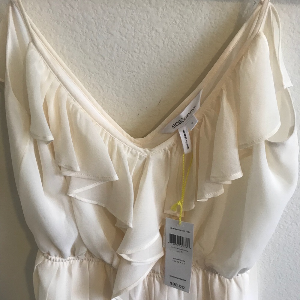 BCBG Cream Ruffle Dress - Picture 3 of 3